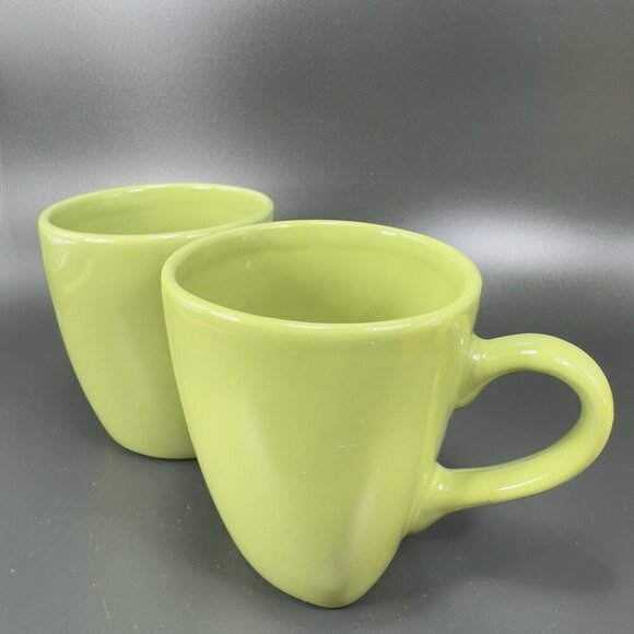 Buffalo China Lime Rickey Green Stoneware Ceramic Coffee Mug Cup Set 2 Oneida - Picture 13 of 13